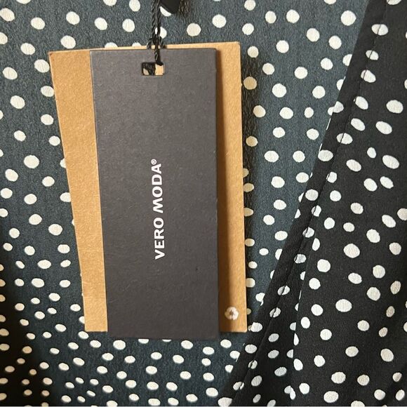 VERO MODA Black Polka Dot Henna Frill Wrap Dress, Size Small - Picture 14 of 16